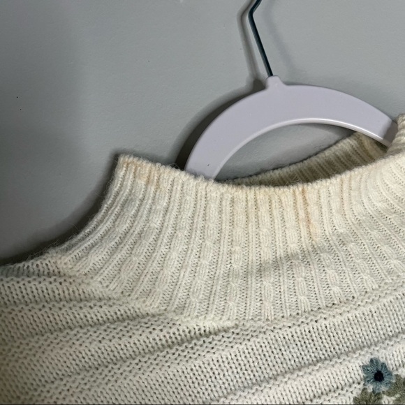 Alfred Dunner White Floral Ugly Sweater Size Petite Large Mockneck Vintage - Picture 9 of 9